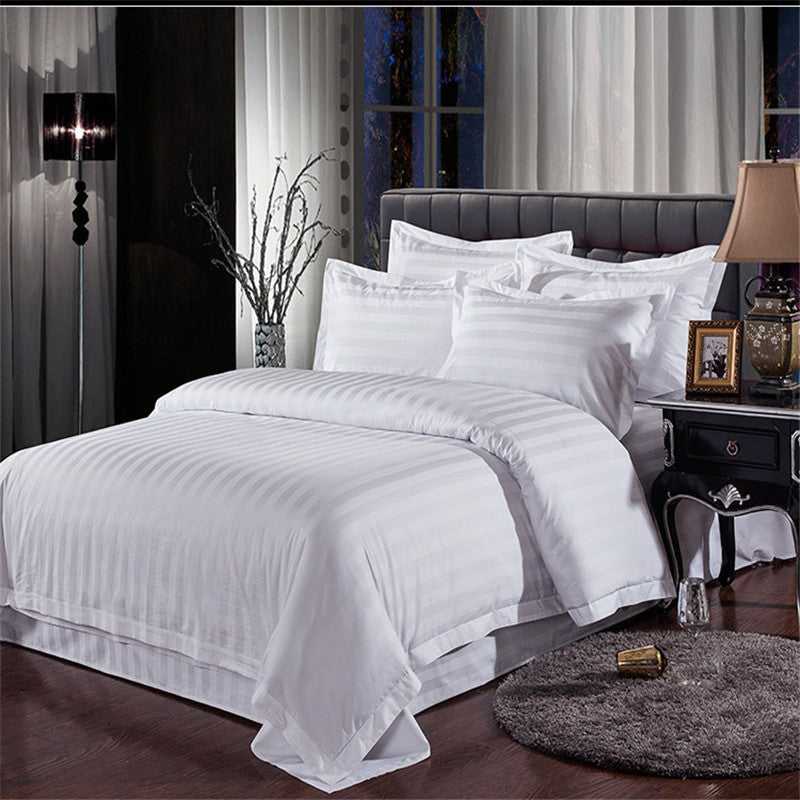KTX-604755 Satin Cotton Bed Sheet Set - 4 Pieces with Stripe Pattern for 1.0m and 1.2m Beds