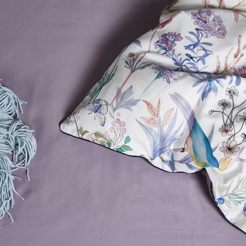 KTX-605203 Luxurious 4-Piece Pure Cotton Bedding Set with Lace Detail - Soft Twill Weave