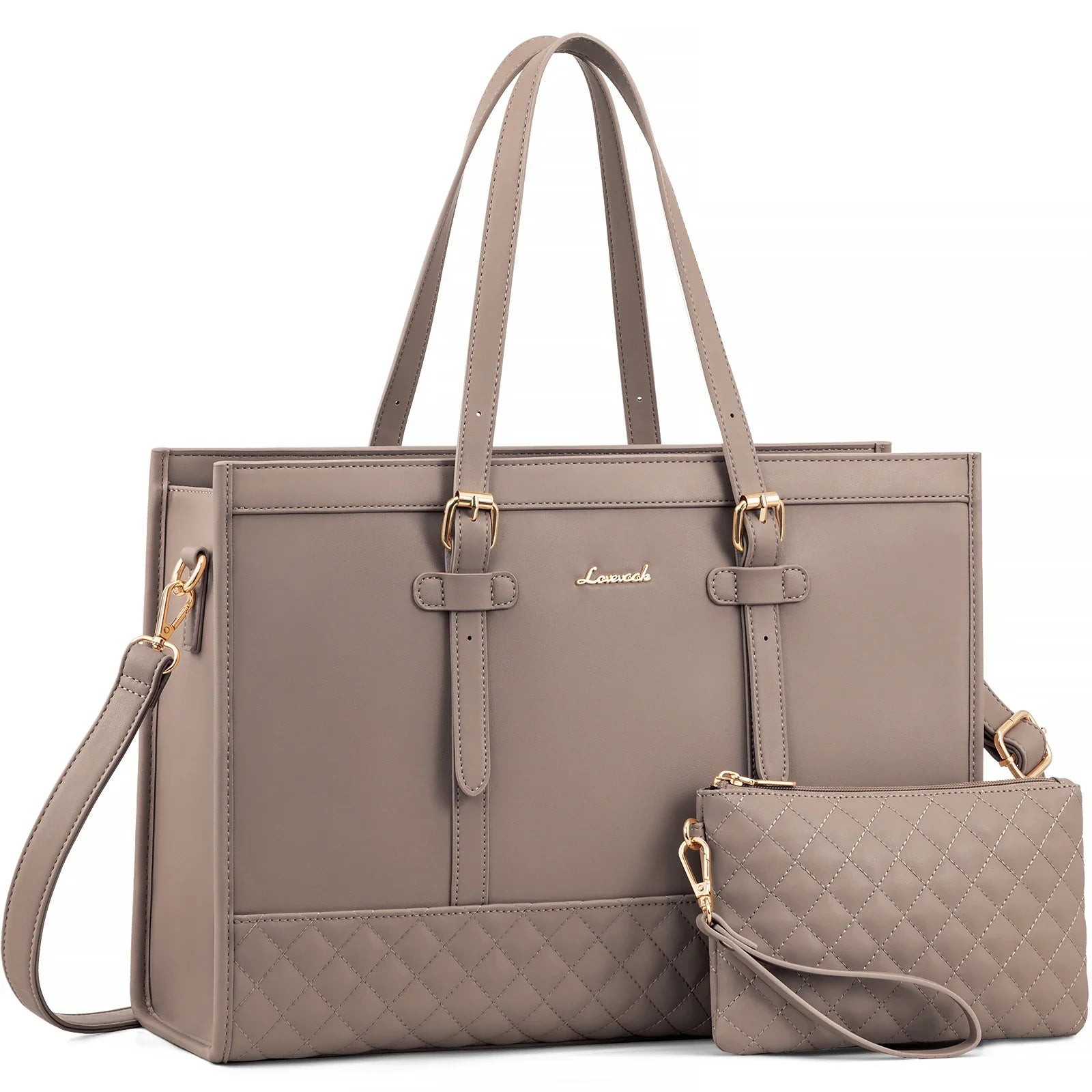 KTX-605971 Functional Canvas Leather Briefcase Tote Bag for 15.6-inch Laptops - Ideal for Work, Travel, and College