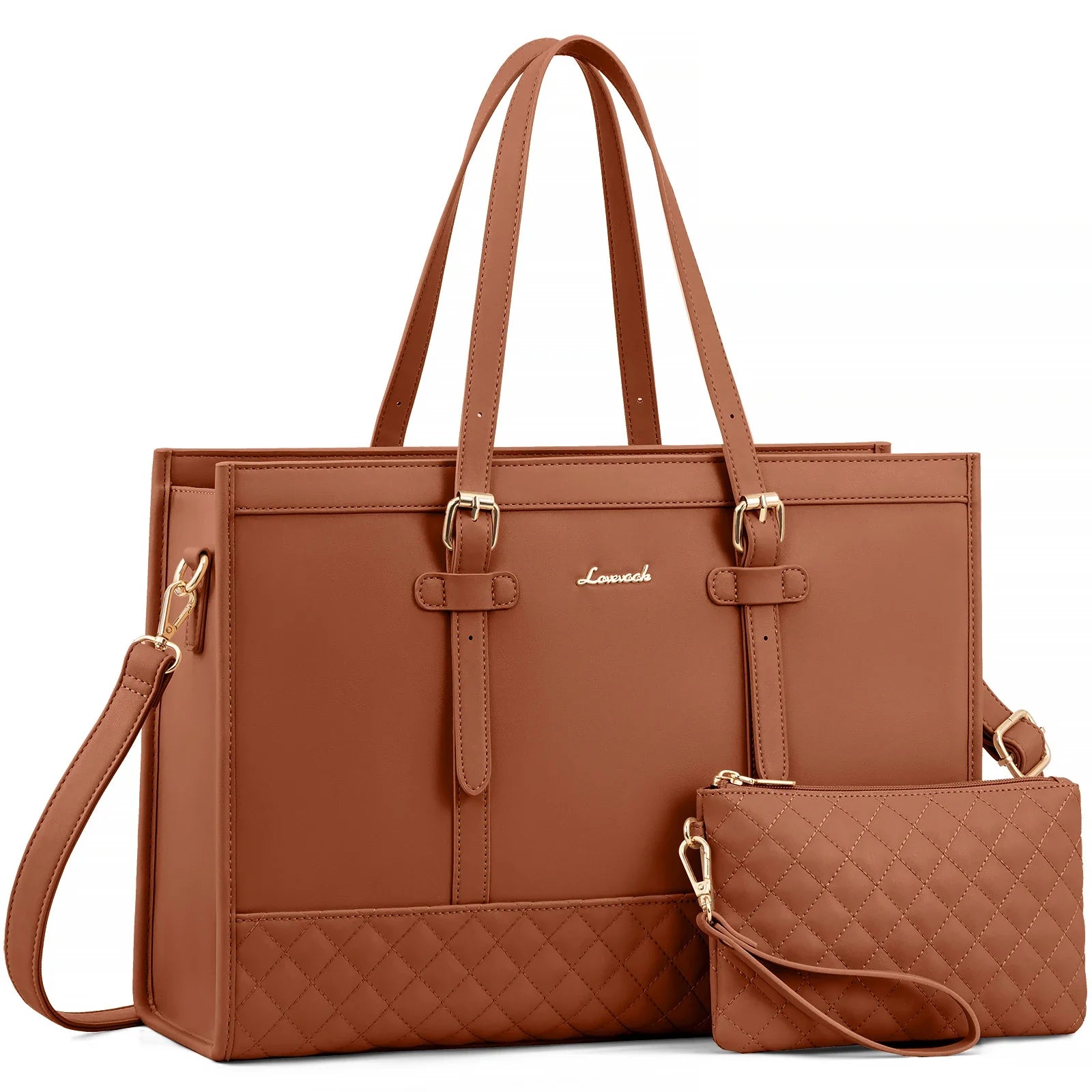 KTX-605971 Functional Canvas Leather Briefcase Tote Bag for 15.6-inch Laptops - Ideal for Work, Travel, and College