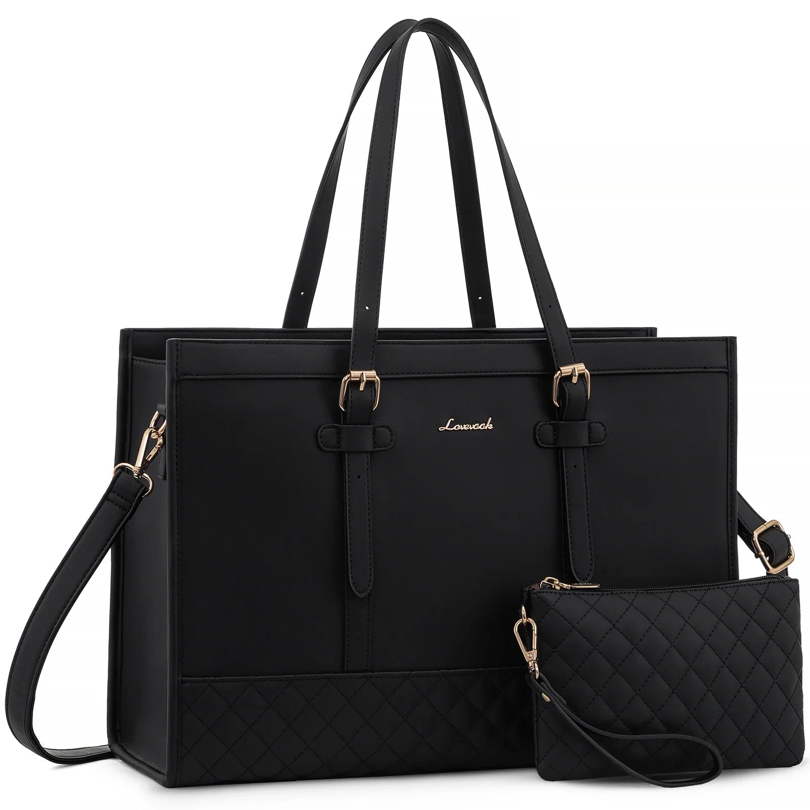 KTX-605971 Functional Canvas Leather Briefcase Tote Bag for 15.6-inch Laptops - Ideal for Work, Travel, and College