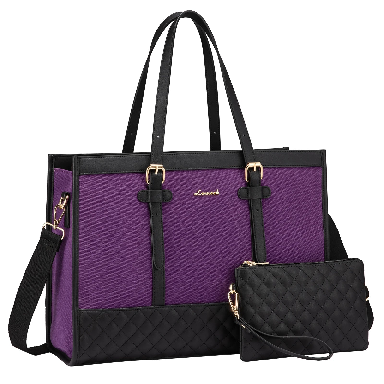 KTX-605971 Functional Canvas Leather Briefcase Tote Bag for 15.6-inch Laptops - Ideal for Work, Travel, and College