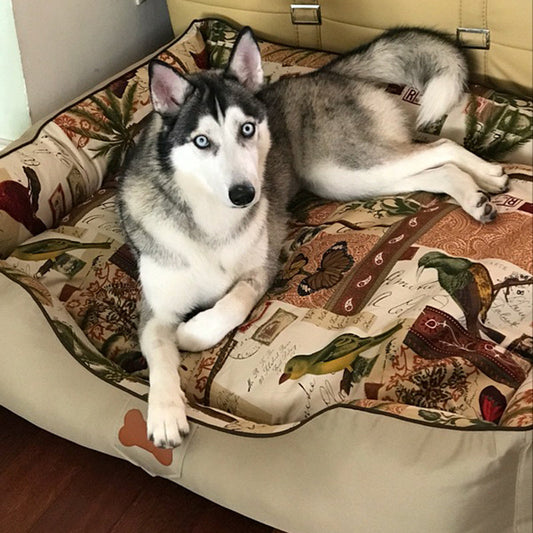 KTX-606867 Universal Medium-Large Dog Kennel with Removable and Washable Canvas Cover in Brown and Dark Khaki