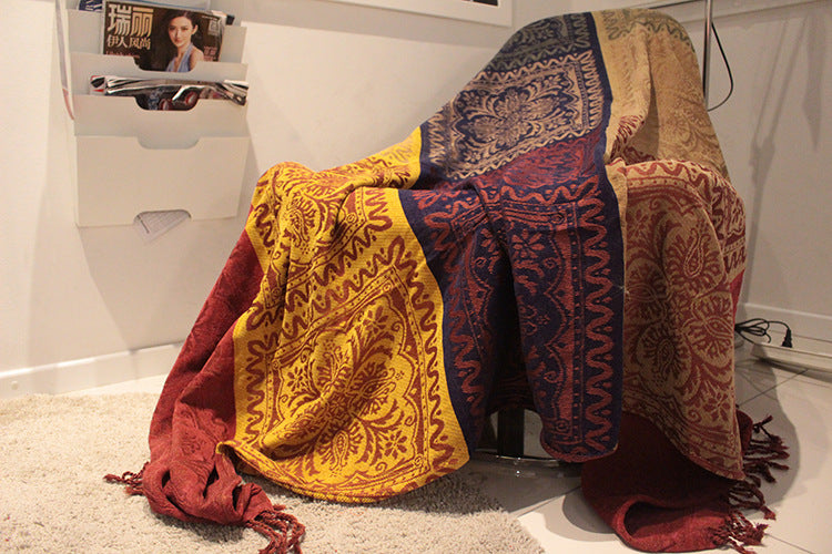 KTX-608211 Cozy Fleece Blanket - Soft Plush Leisure Blanket with Pastoral Landscape Design, Available in Multiple Sizes