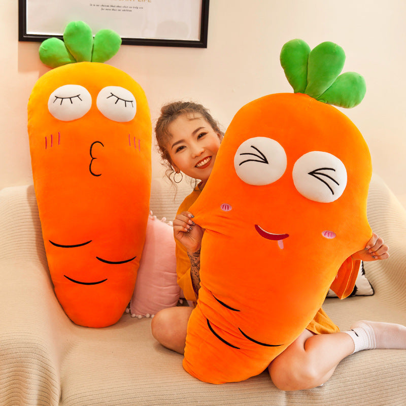 KTX-608723 Radish-Shaped Plush Expression Pillow Toy for Home Decor