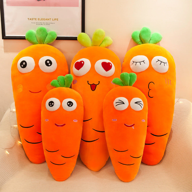 KTX-608723 Radish-Shaped Plush Expression Pillow Toy for Home Decor