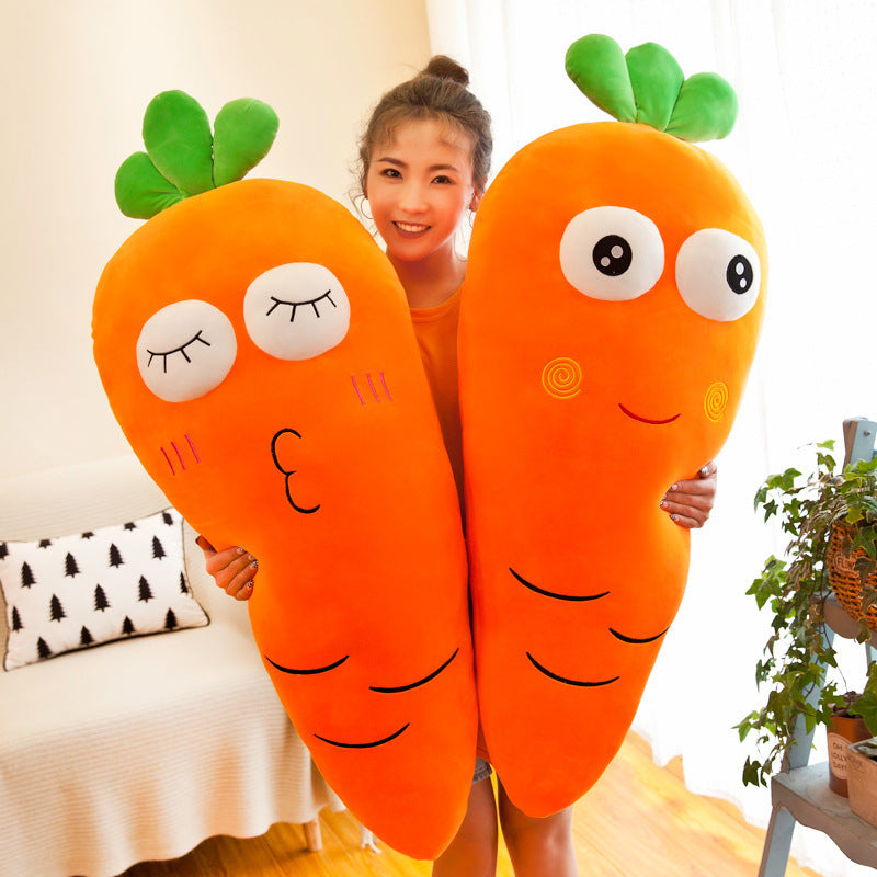 KTX-608723 Radish-Shaped Plush Expression Pillow Toy for Home Decor