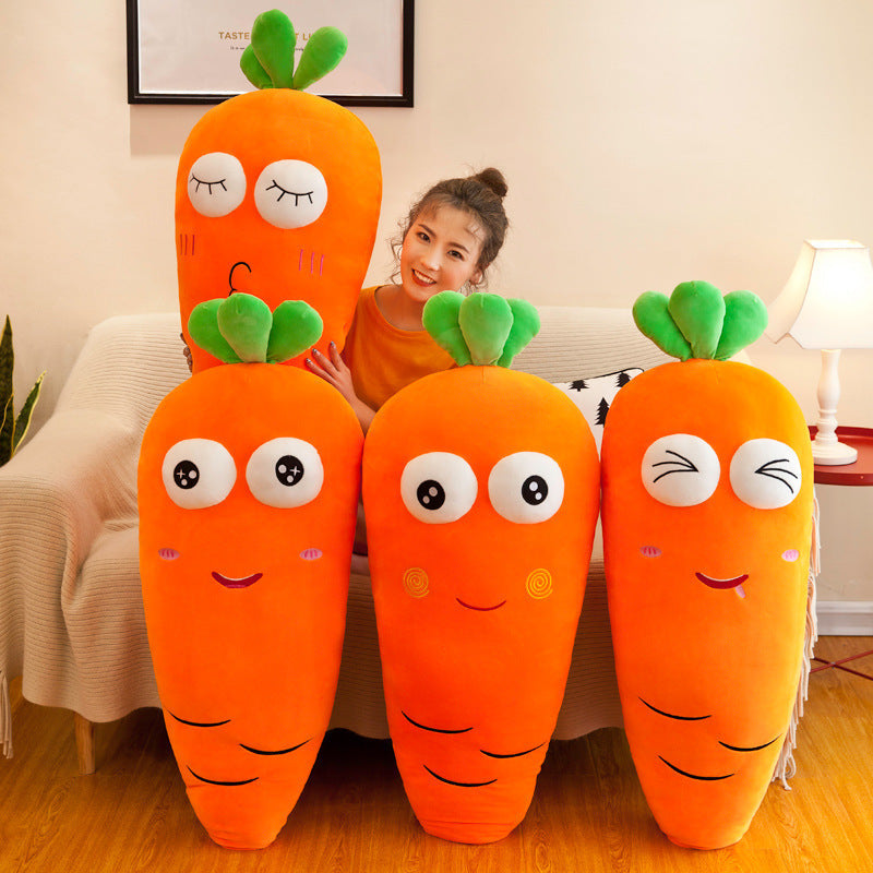 KTX-608723 Radish-Shaped Plush Expression Pillow Toy for Home Decor