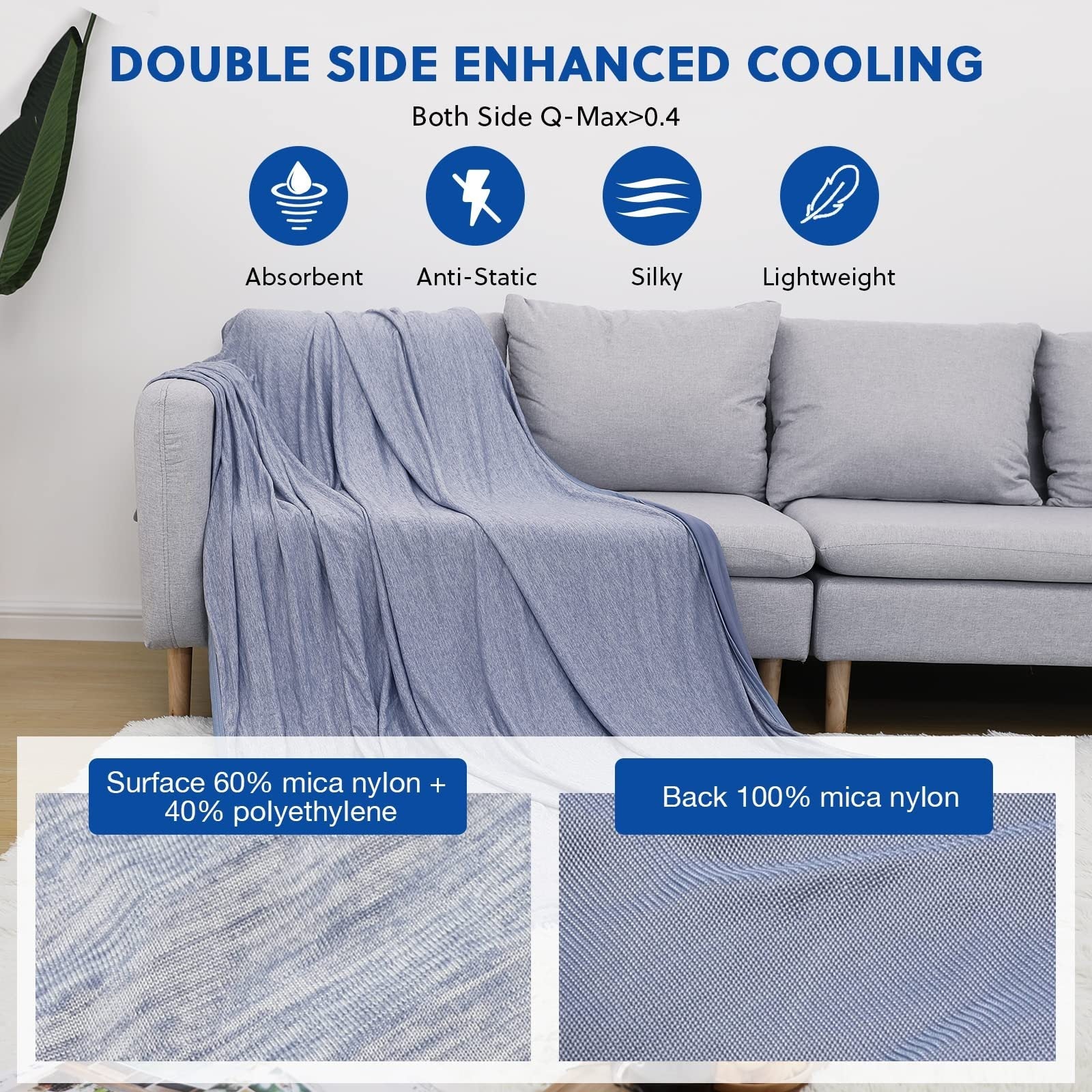 KTX-609363 Lightweight Breathable Cooling Blanket - Double-Sided Soft Polyester for Summer Comfort