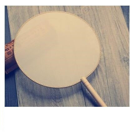 KTX-609811 DIY Round Silk Fan with Wooden Handle - Blank for Hand Painting, 21cm Diameter
