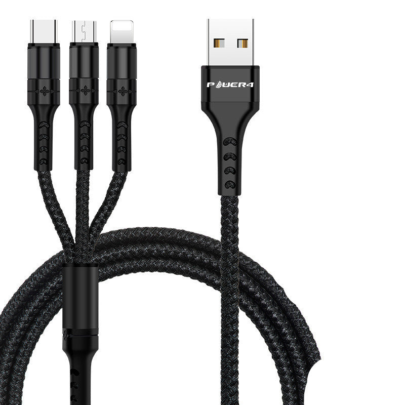 KTX-609939 3-in-1 Micro USB Data Cable, 1.2m Length with Single Connector for Multiple Devices