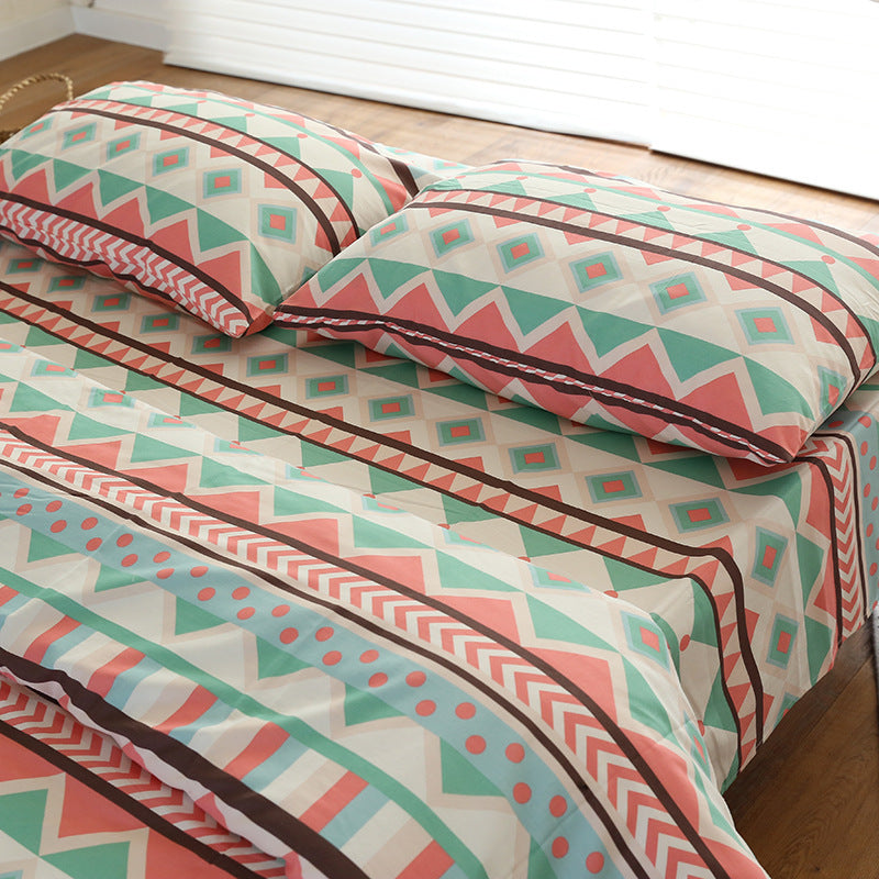 KTX-610195 Cotton Dormitory Bedding Set with Duvet Cover and Pillowcases in Various Floral Patterns