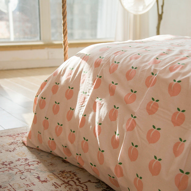 KTX-610195 Cotton Dormitory Bedding Set with Duvet Cover and Pillowcases in Various Floral Patterns