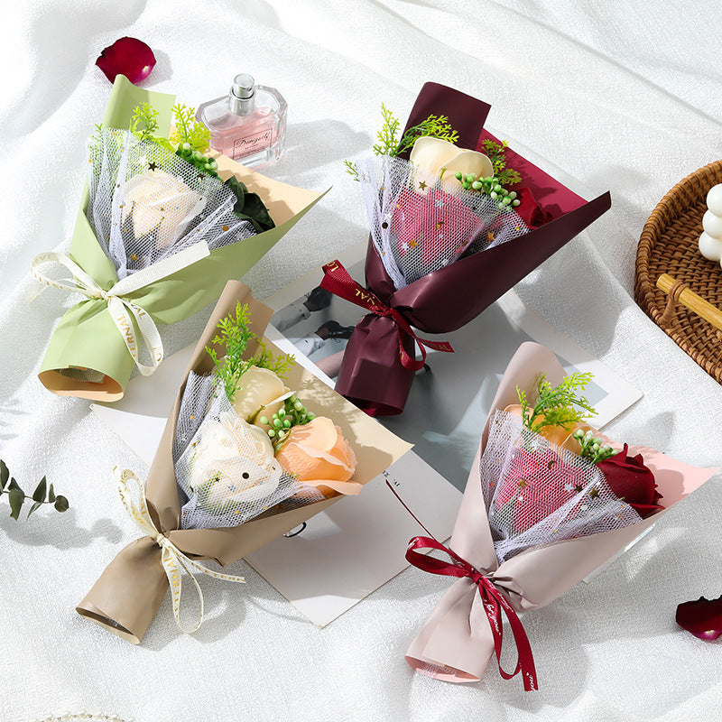 KTX-610963 Charming Simulation Rose Soap Flower Bouquet - Various Styles for Weddings, Birthdays, and Special Occasions