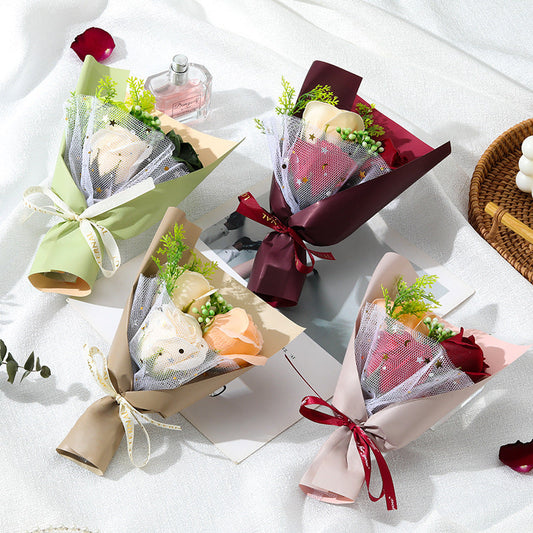 KTX-610963 Charming Simulation Rose Soap Flower Bouquet - Various Styles for Weddings, Birthdays, and Special Occasions