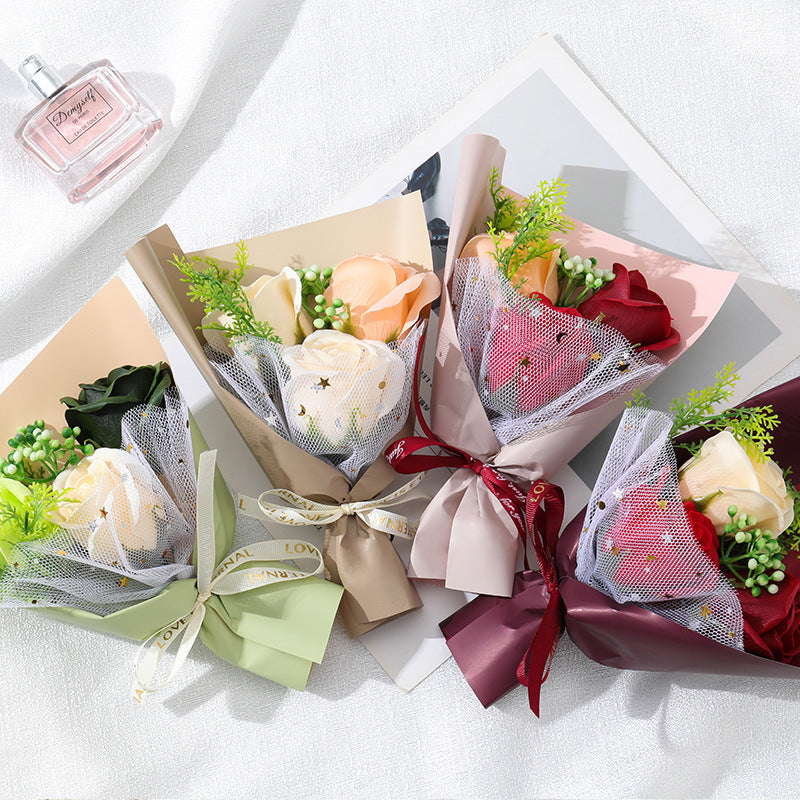 KTX-610963 Charming Simulation Rose Soap Flower Bouquet - Various Styles for Weddings, Birthdays, and Special Occasions