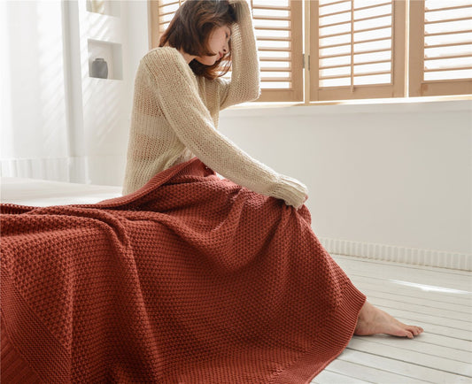 KTX-611027 Cozy Acrylic Lunch Break Blanket for Home or Office - 130x160cm, Spring & Autumn Colors