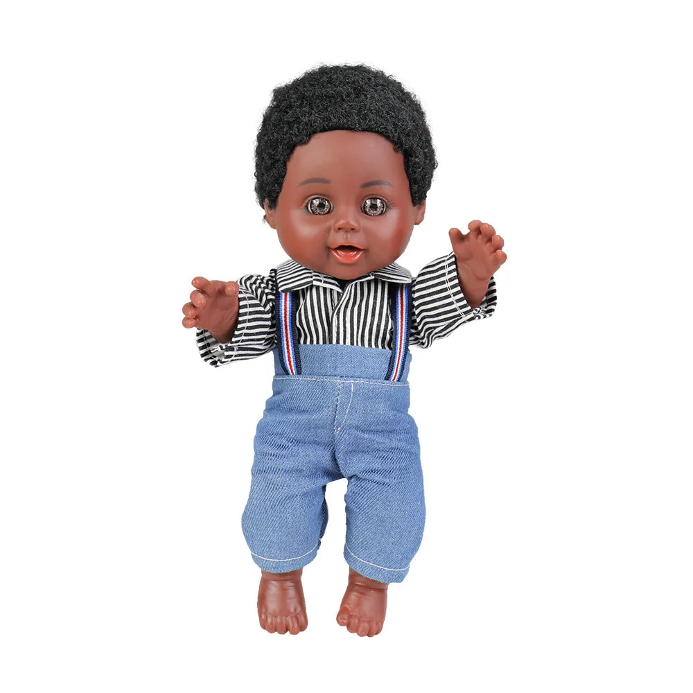 KTX-611859 Cute 10-inch Lifelike Silicone African Baby Doll for Kids - Educational Soft Toy