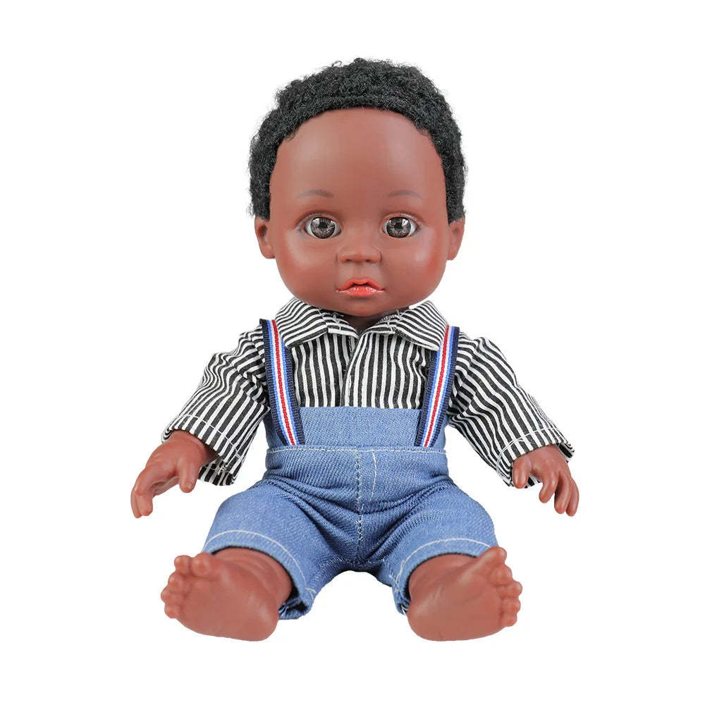 KTX-611859 Cute 10-inch Lifelike Silicone African Baby Doll for Kids - Educational Soft Toy
