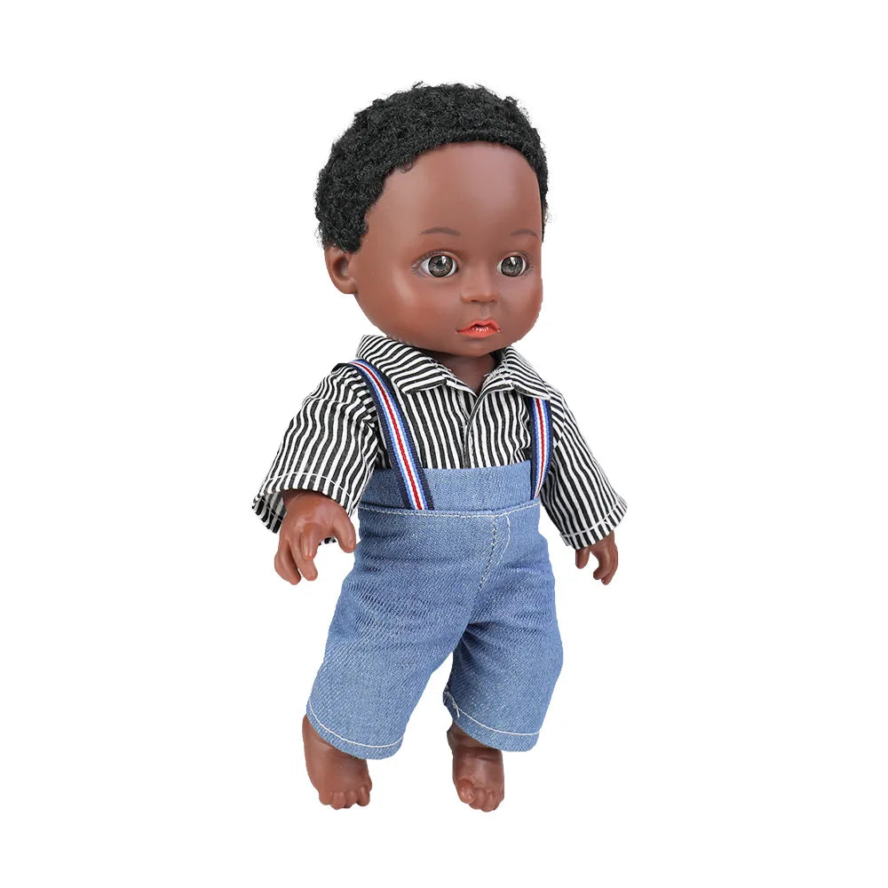 KTX-611859 Cute 10-inch Lifelike Silicone African Baby Doll for Kids - Educational Soft Toy