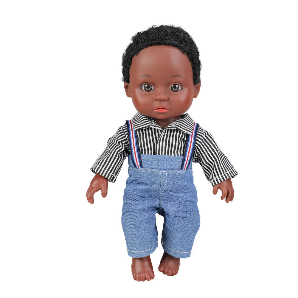 KTX-611859 Cute 10-inch Lifelike Silicone African Baby Doll for Kids - Educational Soft Toy
