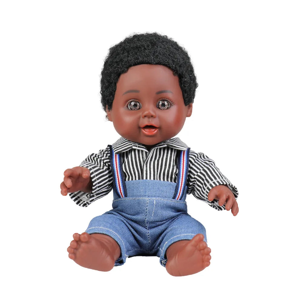 KTX-611859 Cute 10-inch Lifelike Silicone African Baby Doll for Kids - Educational Soft Toy
