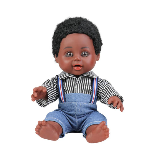 KTX-611859 Cute 10-inch Lifelike Silicone African Baby Doll for Kids - Educational Soft Toy