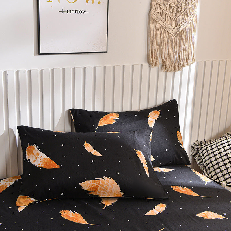 KTX-611987 Fitted Sheet with Pillowcase, Brushed Printing Bedding Set in Multiple Sizes