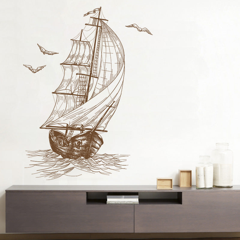 KTX-612115 Nautical Sailboat PVC Decorative Wall Sticker - 40x60cm