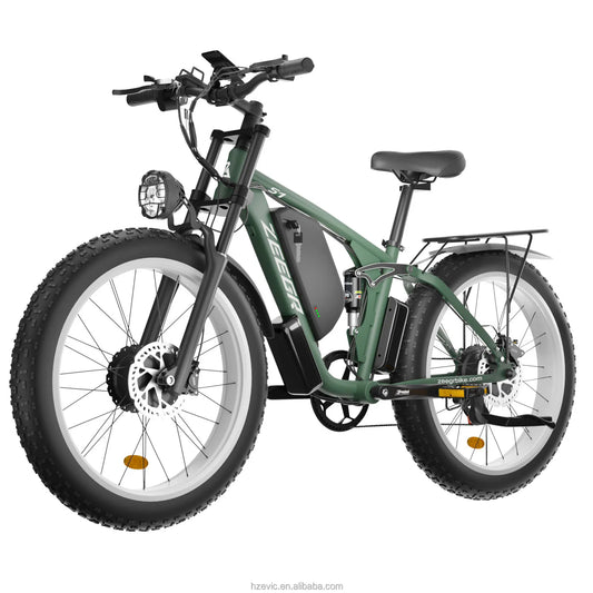 KTX-612883 Dual Motor Electric Bike 2000W 48V Fat Tire 26 Inch with Hydraulic Brakes and 7 Speed Gears