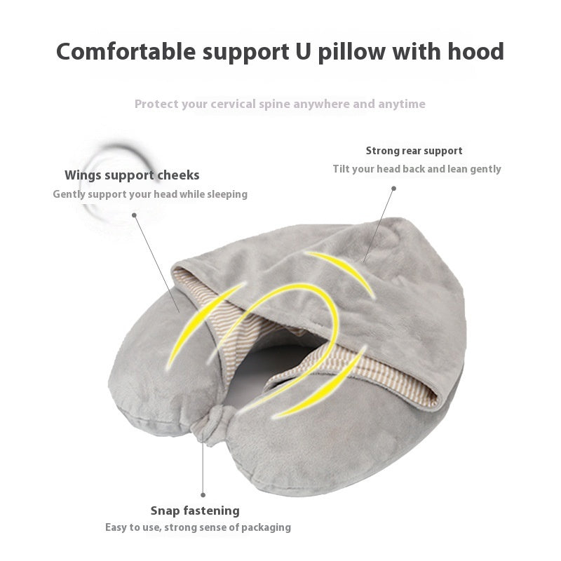 KTX-613011 Memory Foam U-Shape Travel Pillow for Kids and Adults - Soft Wool Light Blue or Pink