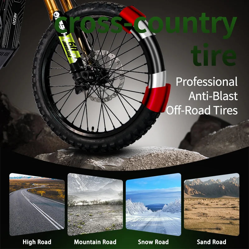 KTX-614419 72V 45Ah Electric Mountain Bike with 100KM/H Max Speed and 150KM Range, Hydraulic Brakes, Dual Batteries, Aluminum Alloy Frame