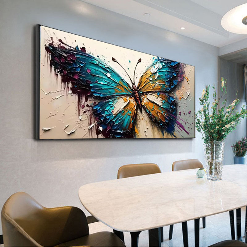 KTX-614419 Handmade Abstract Oil Painting of Butterfly on Canvas for Home Wall Art Decoration