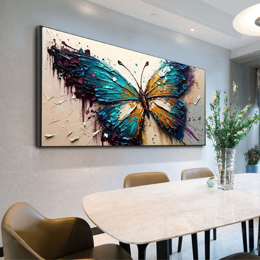 KTX-614419 Handmade Abstract Oil Painting of Butterfly on Canvas for Home Wall Art Decoration