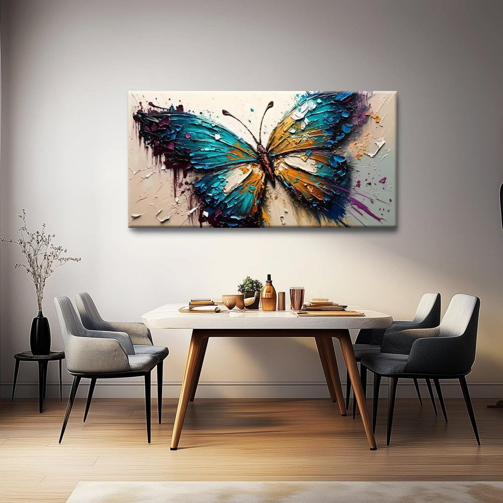 KTX-614419 Handmade Abstract Oil Painting of Butterfly on Canvas for Home Wall Art Decoration