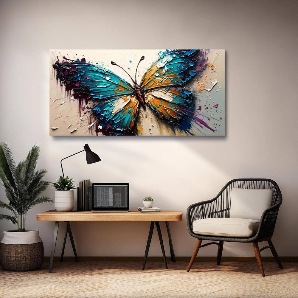 KTX-614419 Handmade Abstract Oil Painting of Butterfly on Canvas for Home Wall Art Decoration