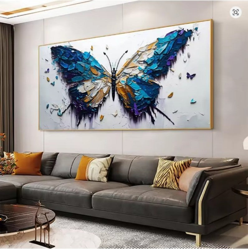 KTX-614419 Handmade Abstract Oil Painting of Butterfly on Canvas for Home Wall Art Decoration