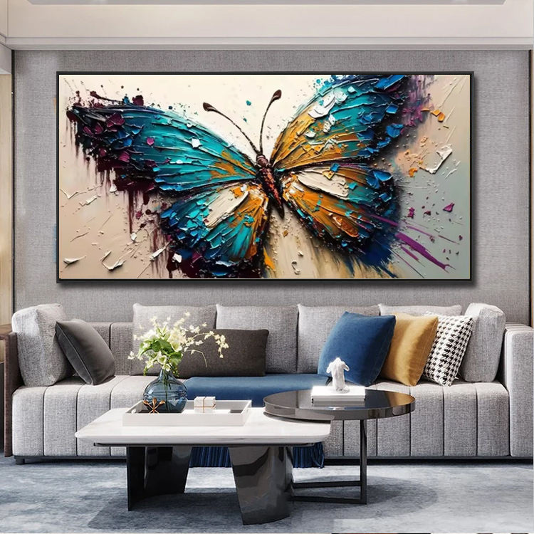 KTX-614419 Handmade Abstract Oil Painting of Butterfly on Canvas for Home Wall Art Decoration
