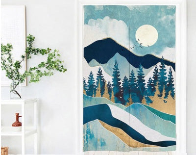 KTX-615187 Fabric Partition Curtain for Bedroom, Bathroom, and Kitchen – Versatile Polyester Fiber Design, Multiple Sizes & Abstract Patterns Available