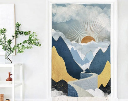 KTX-615187 Fabric Partition Curtain for Bedroom, Bathroom, and Kitchen – Versatile Polyester Fiber Design, Multiple Sizes & Abstract Patterns Available