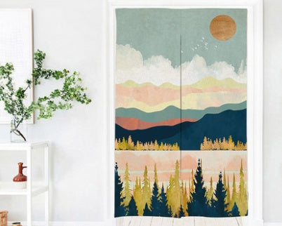 KTX-615187 Fabric Partition Curtain for Bedroom, Bathroom, and Kitchen – Versatile Polyester Fiber Design, Multiple Sizes & Abstract Patterns Available