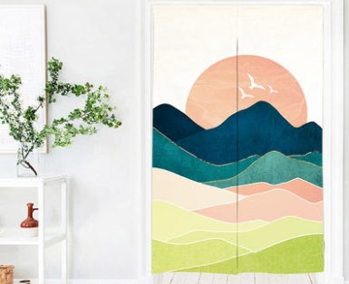 KTX-615187 Fabric Partition Curtain for Bedroom, Bathroom, and Kitchen – Versatile Polyester Fiber Design, Multiple Sizes & Abstract Patterns Available