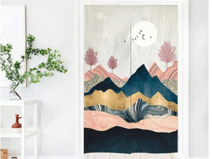 KTX-615187 Fabric Partition Curtain for Bedroom, Bathroom, and Kitchen – Versatile Polyester Fiber Design, Multiple Sizes & Abstract Patterns Available