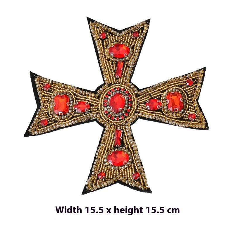 KTX-615315 Large Heart-shaped Cross Cloth Sticker for Shoes and Hats, Made from Durable Polyester
