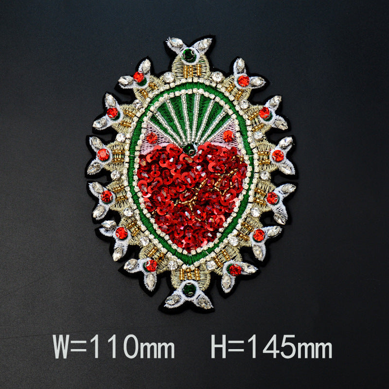KTX-615315 Large Heart-shaped Cross Cloth Sticker for Shoes and Hats, Made from Durable Polyester