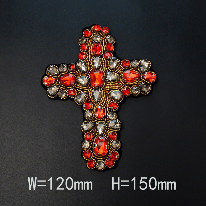 KTX-615315 Large Heart-shaped Cross Cloth Sticker for Shoes and Hats, Made from Durable Polyester