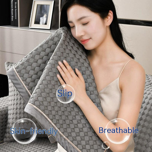 KTX-615443 Cool Bean Non-Slip Sofa Cushion Cover - Modern Solid Color Seat Cushion for Summer Comfort