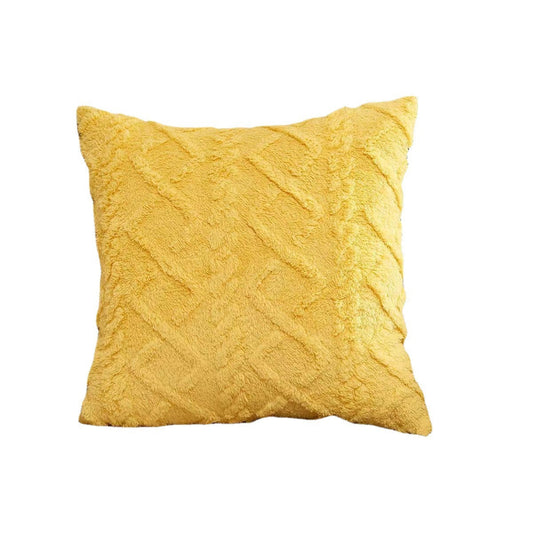 KTX-615443 Shearing Groove Artificial Plush Cushion Cover - Modern Simplicity in Double Black, Double Pink, Khaki, 30x50cm