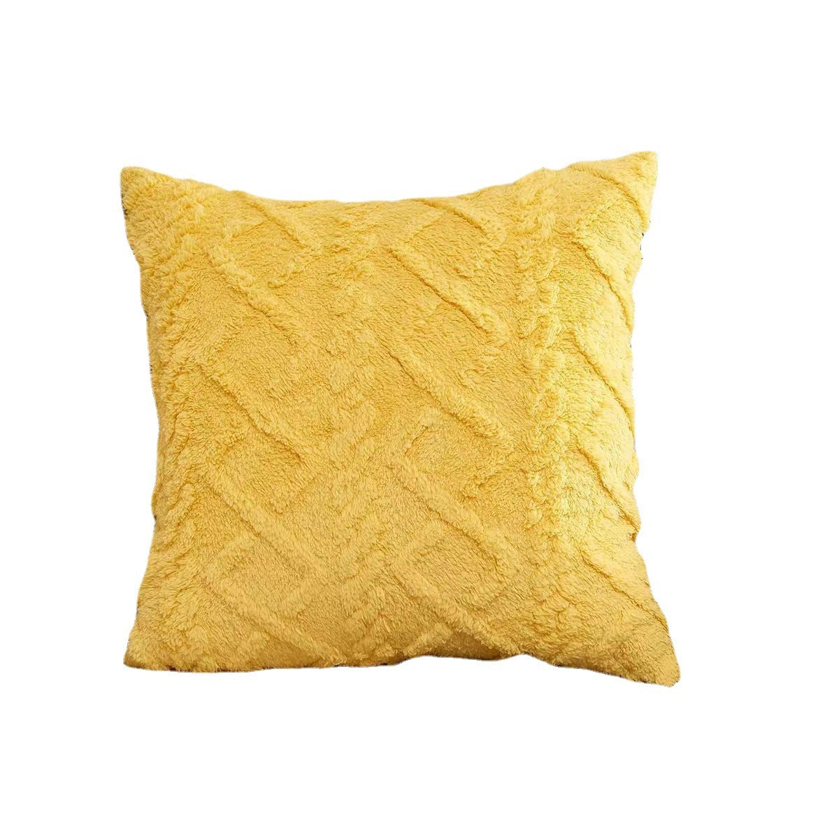 KTX-615443 Shearing Groove Artificial Plush Cushion Cover - Modern Simplicity in Double Black, Double Pink, Khaki, 30x50cm