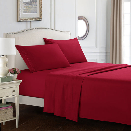 KTX-615955 Four-Piece Embroidered Solid Color Bedding Set in Various Sizes and Shades